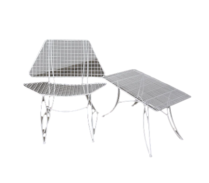 White Outdoor Coffee Table and Chair Set