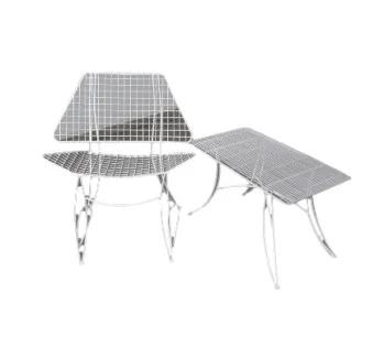 White Outdoor Coffee Table and Chair Set