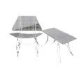 White Outdoor Coffee Table and Chair Set
