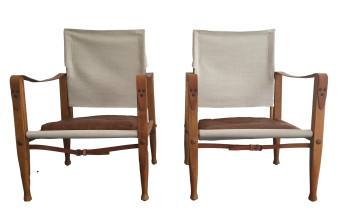 Pair of Refurbished Vintage Safari Chairs