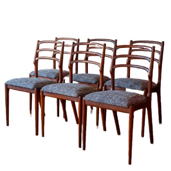 Set of Six Ladder Back Dining Chairs