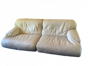 White Leather Brenno Sofa