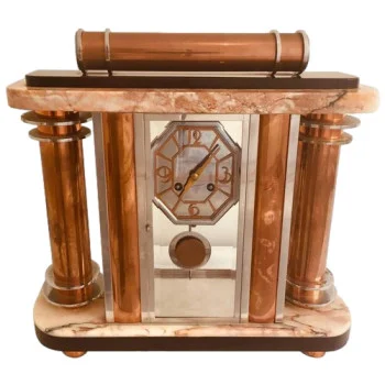 French Art Deco F Martin Marble Mantel Clock Circa 1930s