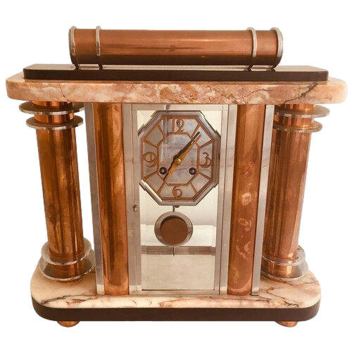 French Art Deco F Martin Marble Mantel Clock Circa 1930s