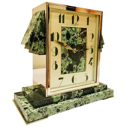French Art Deco Just Marble Mantle Clock with Garnitures 1930s