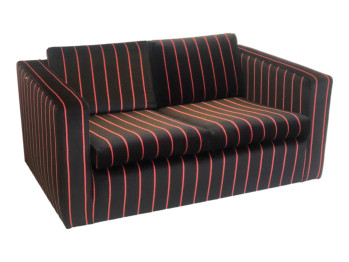 Mid Century Black and Red Striped 2 Seater sofa