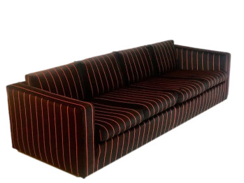 Mid Century Black and Red Striped 4 seater Sofa