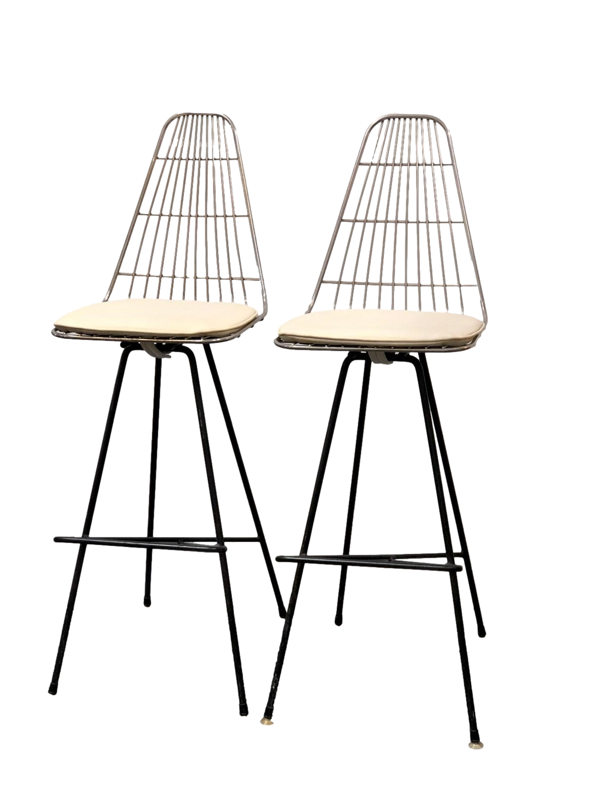 A Pair of 1950s Metal High Bar Stools