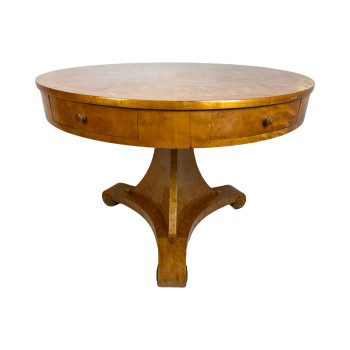 Biedermeier Flame Birch Drum Table