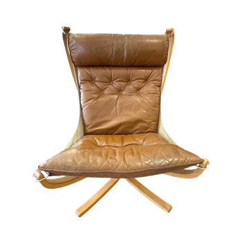 Tan Leather Falcon Chair by Sigurd Resell