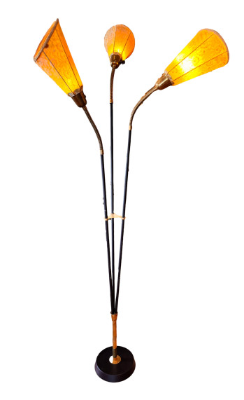 Black Metal And Brass Floor Lamp