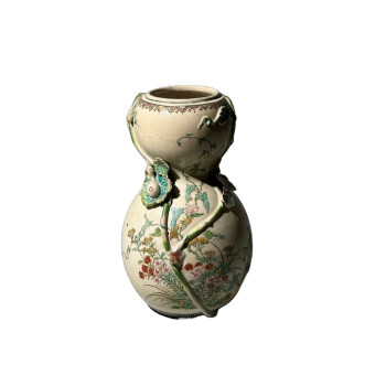 Kyoto Satsuma Kyoyaki Double Gourd Vase