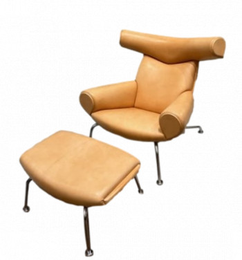 Ox Chair and Ottoman Model EJ 100 by Hans Wegner