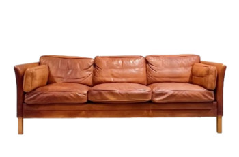 Danish Cognac Coloured Leather Sofa