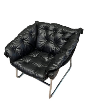 Leather and Chrome Lounge Chair