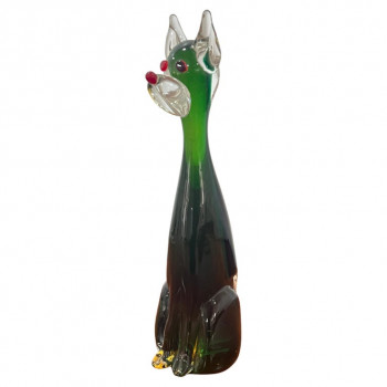 Italian Green Murano Glass Dog Sculpture, 1960s