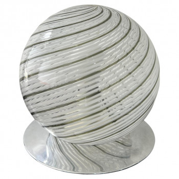 Italian Spheric Murano Glass Table Lamp chrome Base by Tronconi 1970s