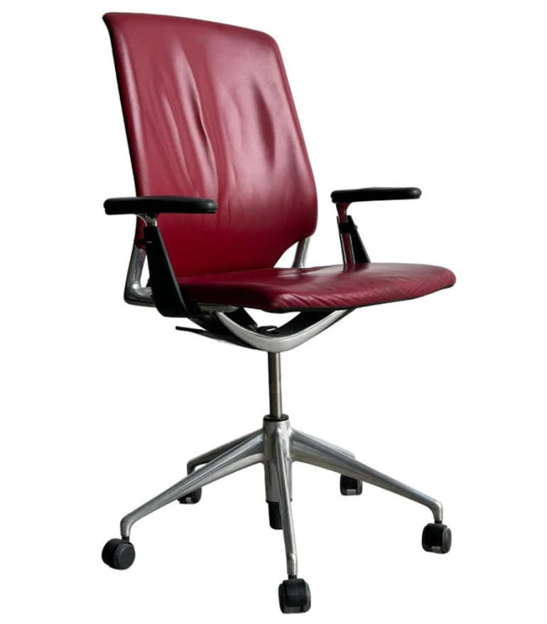 Alberto Meda Office Chair in Red Leather 1990