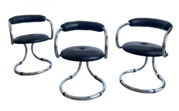 Tubular Chrome Steel and Leather Chairs