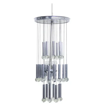 Italian Chrome and Glass Chandelier By Gaetano Sciolari, 1970