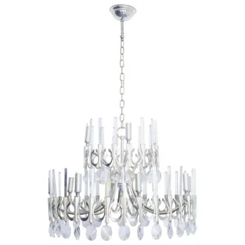 Silver Plated Crystal Chandelier, Gaetano Sciolari Italy 1960
