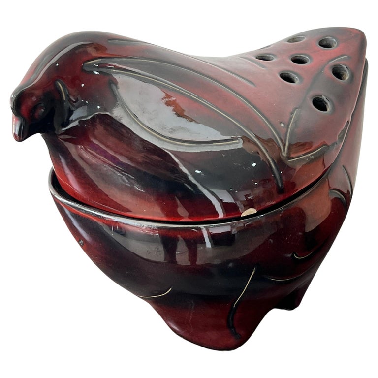 Dark Red with Black Shade Glazed Ceramic Vase, 1960s