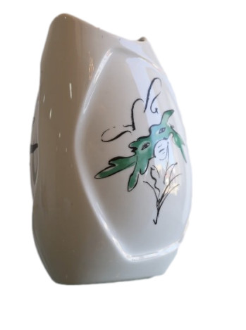 Verbano Italian White Vase with Three Different Faces in Each Side 1960s