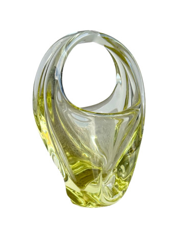 Murano Italian Glass Yellow Centrepiece Basket 1960