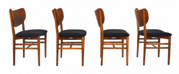 Set of 4 Large Teak Back Dining Chairs
