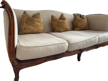 Oversized 3 seater 19th C French Sofa with Walnut Frame