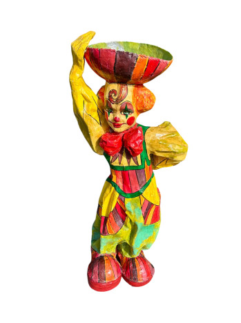 French Carnival Circus Clown Paper Mache Sculpture