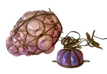Murano Seguso Pink Caged Opalescent Glass Pendant Light