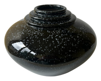 Black Speckled Round Vase