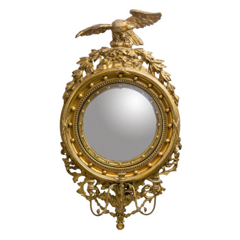 American Federalist Gilt Wood Frame With Convex Mirror