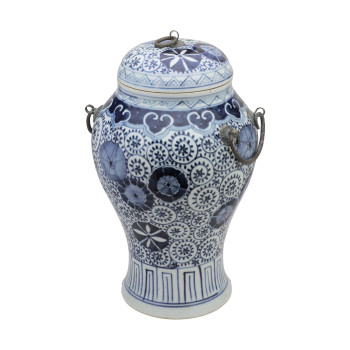Blue and White Lidded Vessel