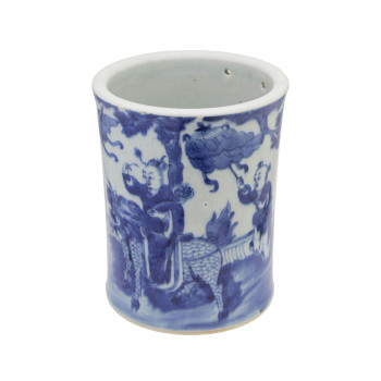 Blue and White Qing Dynasty Brush Pot