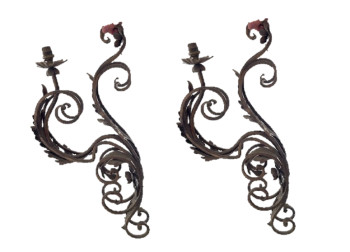 Pair of Rustic Iron Wall Sconces