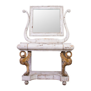 19th Century White Painted Console with Gilded Swans