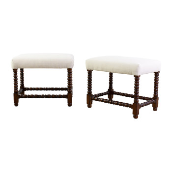 Pair of Bobbin Ottomans