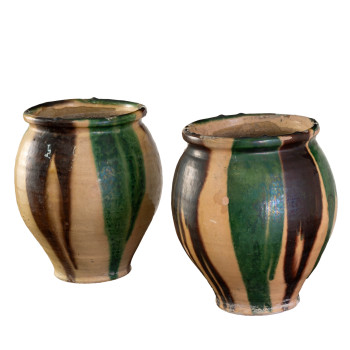 Pair of Glazed Earthenware Pots