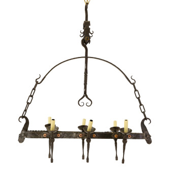 French Forged Iron Chandelier