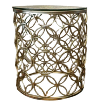 Metal Side Table With Glass Top