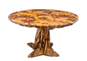 French Retro Fibreglass Sealed Fabric Centre Table
