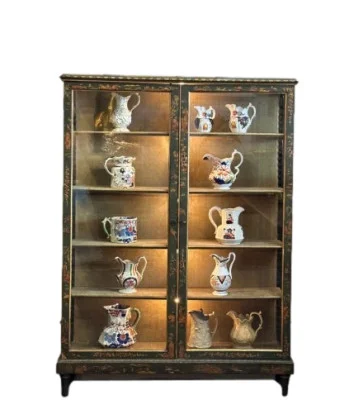 19th Century French Green Chinoiserie Display Cabinet