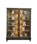 19th Century French Green Chinoiserie Display Cabinet