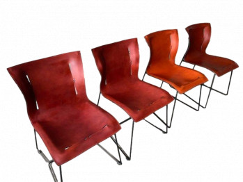 Set of 4 Cuoio Leather Dining Chairs
