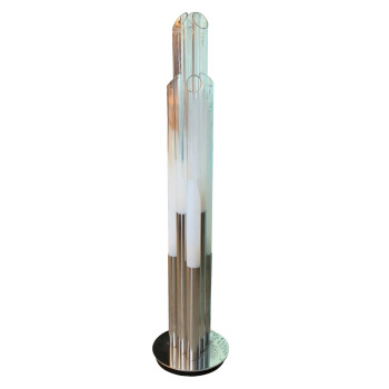 1960s Italian Chrome Plated Metal And Glass Tower Floor Lamp
