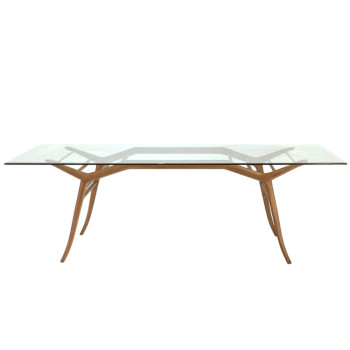Ladder Style Perobinha Wood And Glass Dining Table