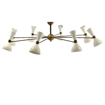 Mid Century  8 Shade 16 Globe Chandelier