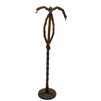 Italian Bamboo Floor Lamp With 2 Glass Shades